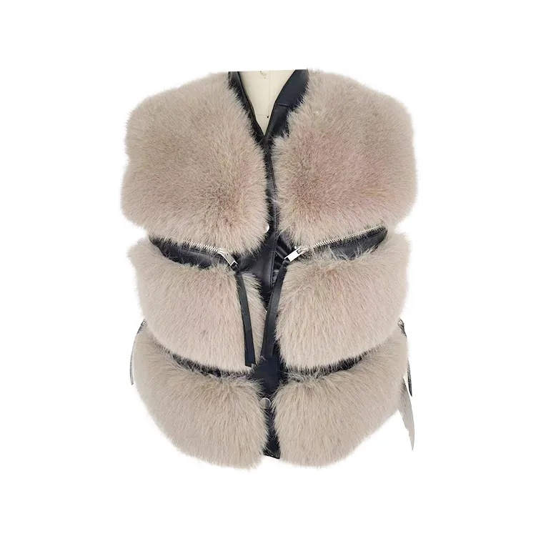 Áo gile lông cáo giả sang trọng